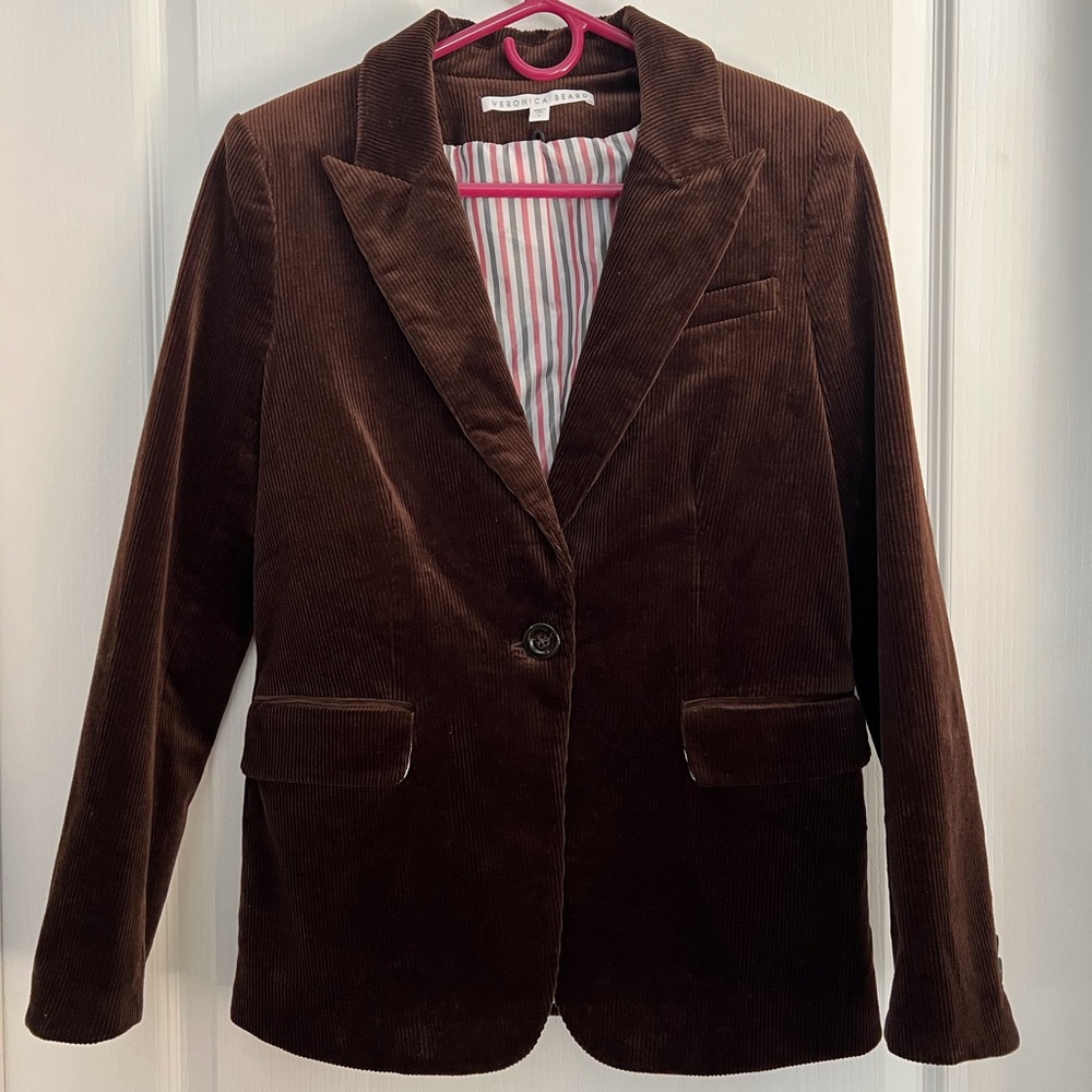 VERONICA BEARD Reagan Corduroy Dickey Jacket Blazer Dark Espresso Brown Size 4